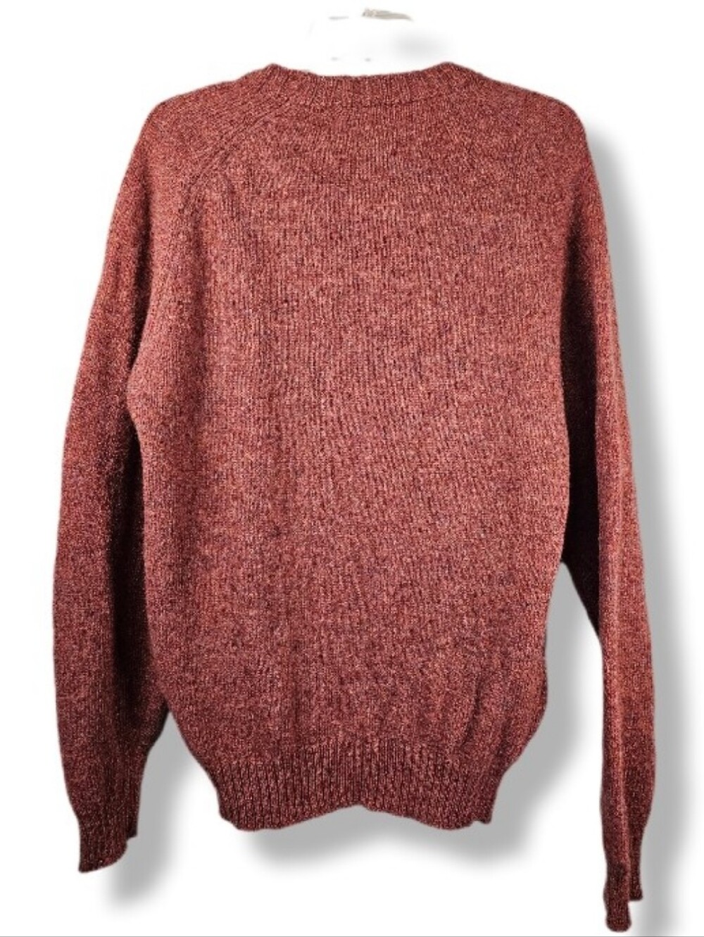 VTG Lands' End Mens M 38-40 Red Speckled Crewneck Sweater Shetland Wool Made UK - Picture 3 of 9